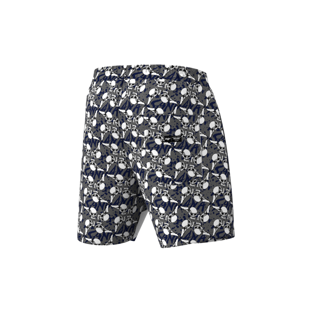 Blue Flying Skulls Swim Trunks - Blue-Gray | Shorts & Swim Trunks ...