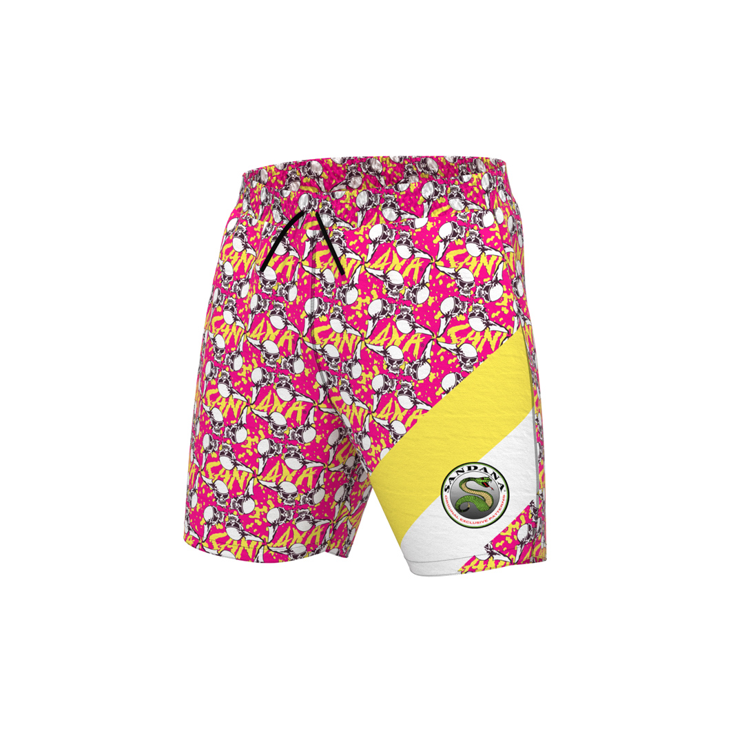 Lemonade Flying Skulls Swim Trunks - Pink/Yellow/White | Shorts & Swim ...