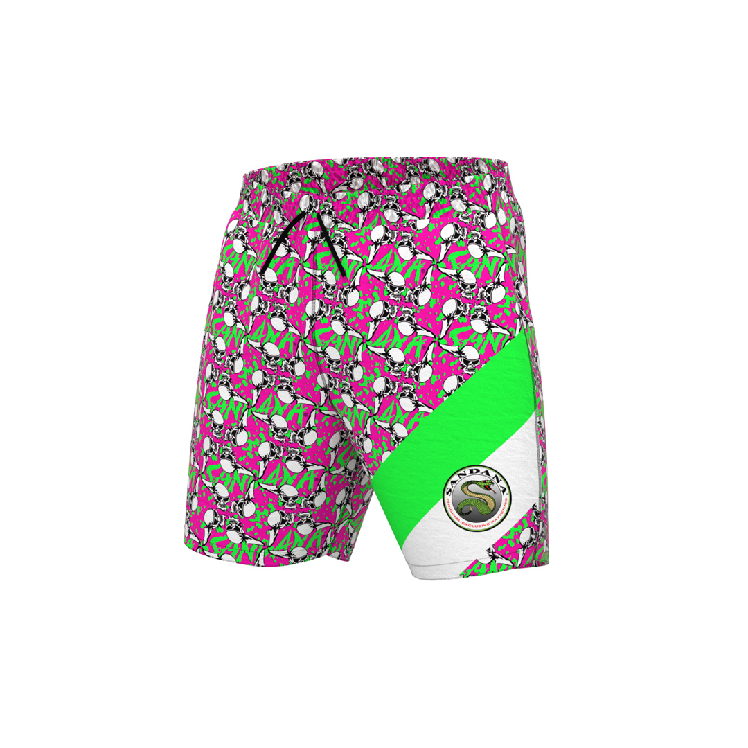 Watermelon Flying Skulls Swim Trunks - Pink/Green/White | Shorts & Swim ...