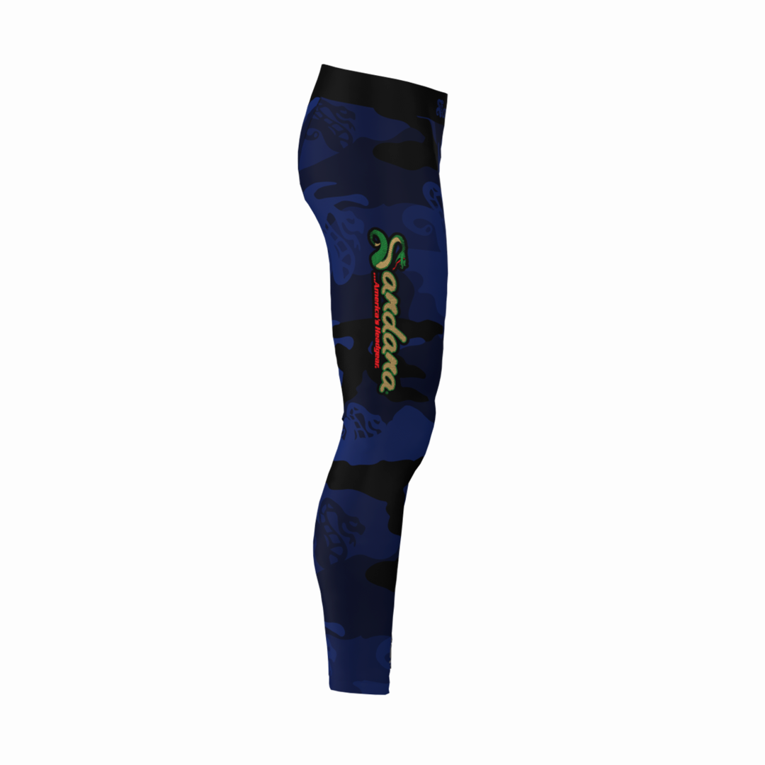 Flying Skulls Camo SS Unisex Compression Pants - Blue