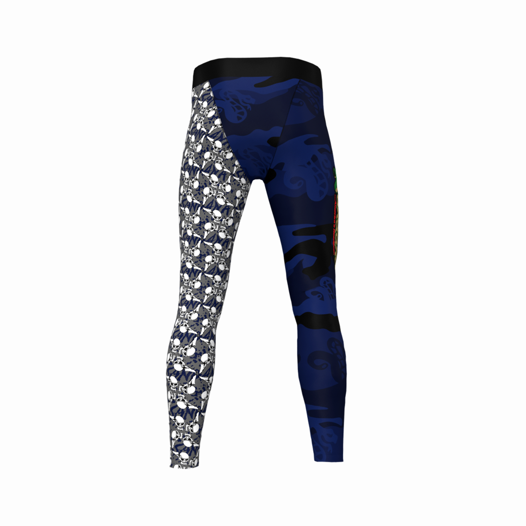 Flying Skulls Camo SS Unisex Compression Pants - Blue, Compression Gear, Shop