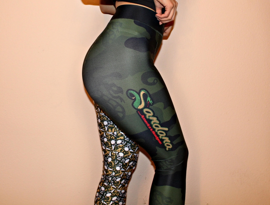 Flying Skulls Unisex Compression Pants - Olive